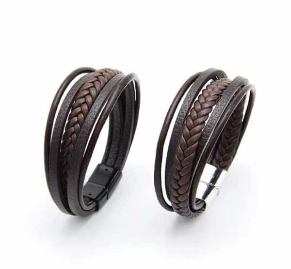 Stoere Heren armband met gevlochten detail en metalen sluiting