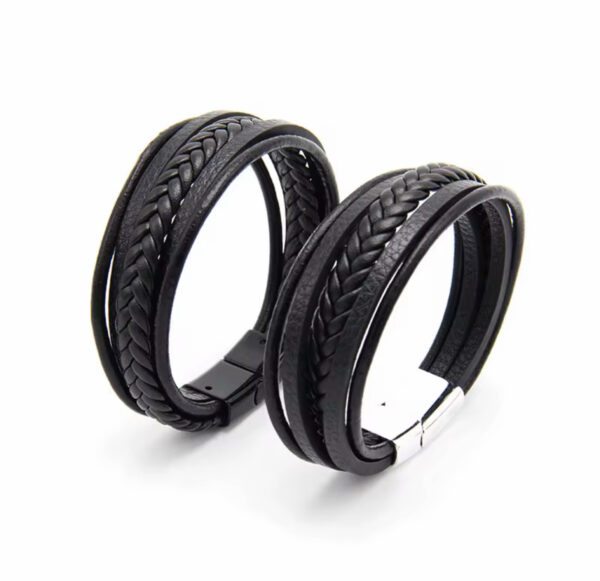 Stoere Heren armband met gevlochten detail en metalen sluiting